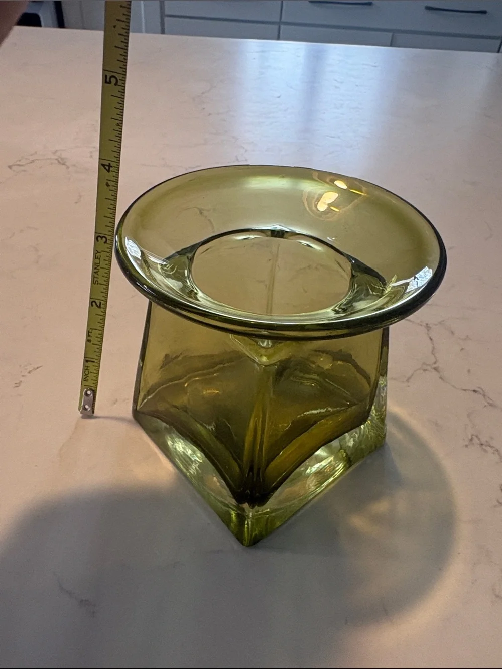 Mid-Century‎ Modern avocado green art glass